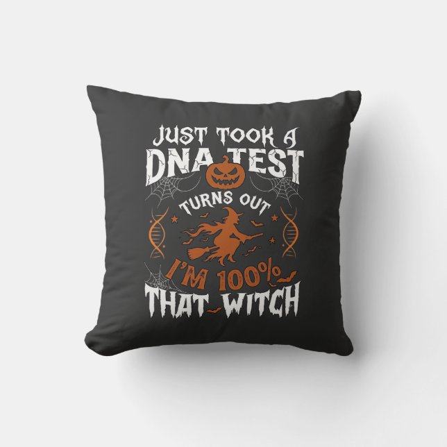 Coussin Test ADN Sorcière Halloween Citrouille Toile d'ara (Recto)