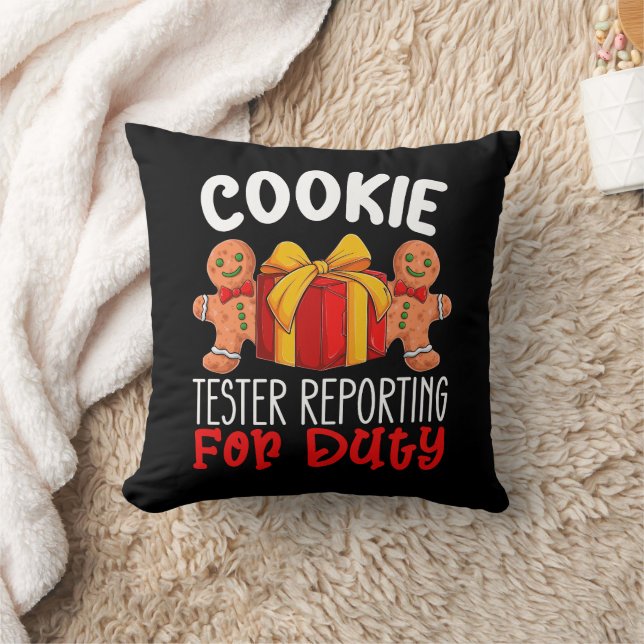 Coussin Testeur de biscuits en service, drôle de Noël (Couverture)