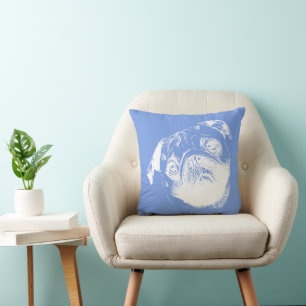 Coussin Tête de Carlin mélancolique - lignes silhouette 2