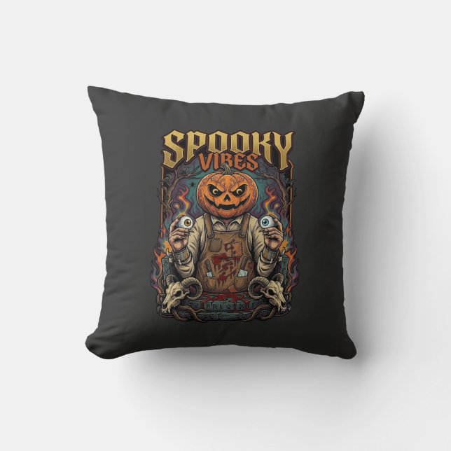 Coussin Tête de citrouille d'Halloween de Vires effrayants (Recto)
