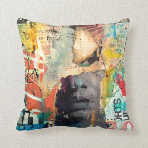 Coussin Tête de collage