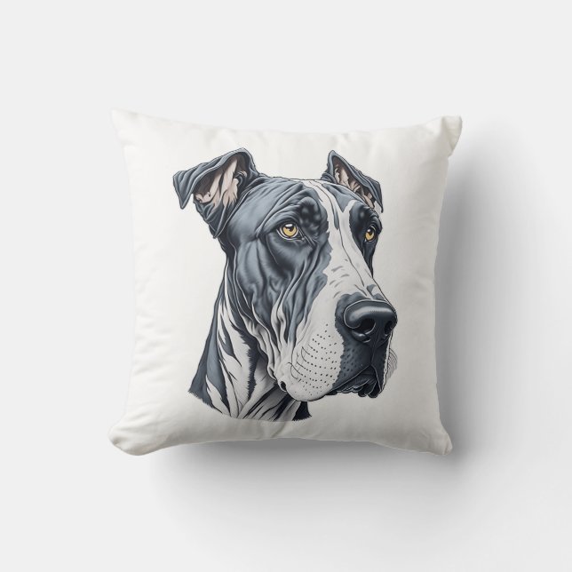 Coussin Tête de Dogue Allemand stylisée (Recto)