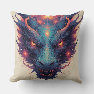 Coussin Tête de dragon aux yeux féroces