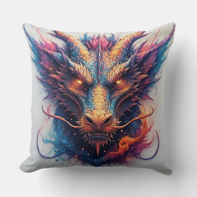 Coussin Tête de dragon aux yeux féroces (Recto)