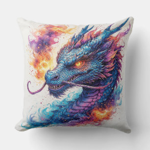Coussin Tête de dragon aux yeux féroces
