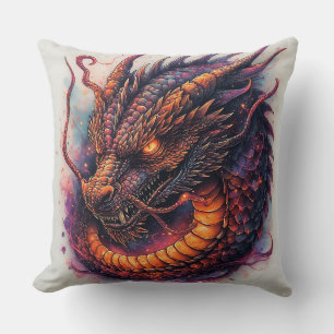Coussin Tête de dragon aux yeux féroces