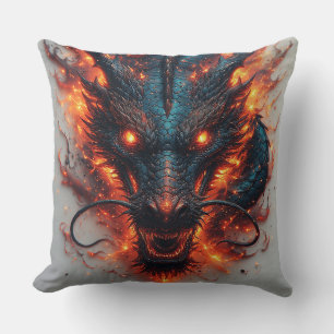 Coussin Tête de dragon aux yeux féroces