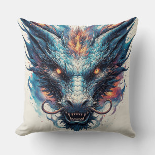 Coussin Tête de dragon aux yeux féroces