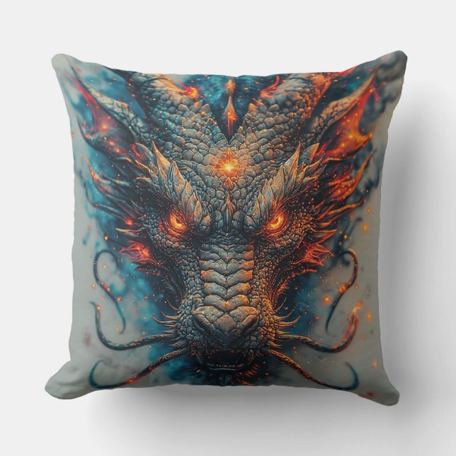 Coussin Tête de dragon aux yeux féroces (Recto)