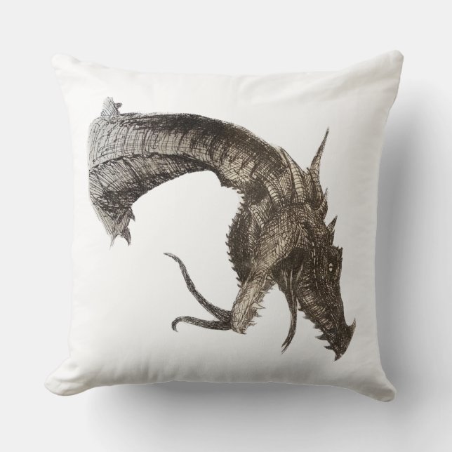 Coussin Tête de dragon médiéval (Recto)