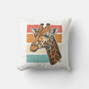 Coussin Tête de girafe vintage dessin vectoriel rétro couc