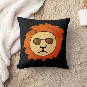Coussin Tête de lion cool avec lunettes de soleil Chic noi