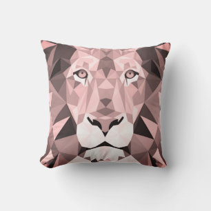 Coussin Tête de lion géométrique Rose Royale