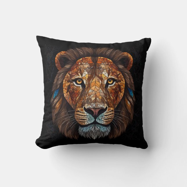 Coussin Tête de Lions avec effet mosaïque vitrail (Recto)