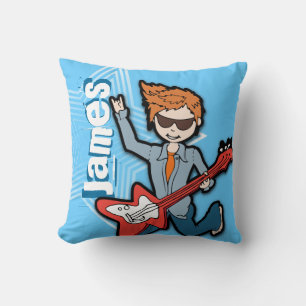 Coussin Tête de lit garçon guitare rockstar bleu vif