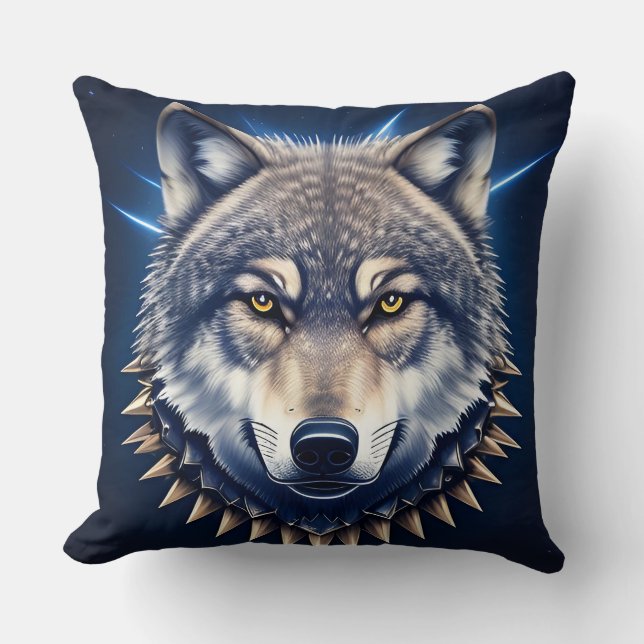 Coussin Tête de Loup Créative Sauvage Décoration Intense (Recto)