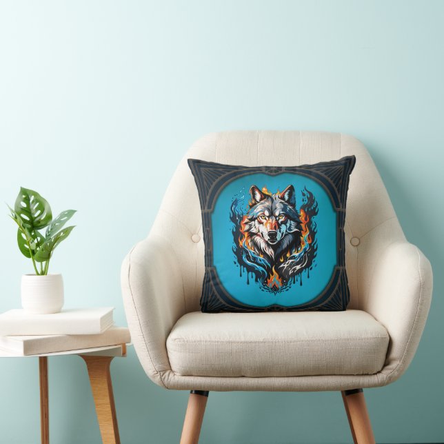 Coussin Tête de loup majestueux (Chaise)