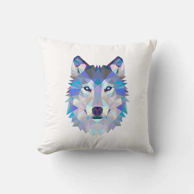 Coussin Tête de loup polygonale géométrique (Recto)