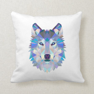 Coussin Tête de loup polygonale géométrique