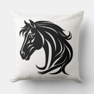 Coussin Tête de magnifique cheval noir