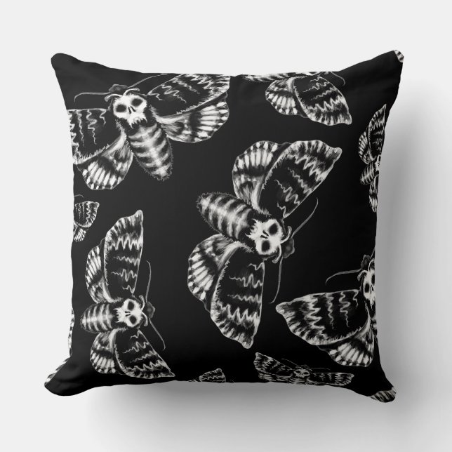 Coussin Tête de mort Hawkmoth gothique (Recto)