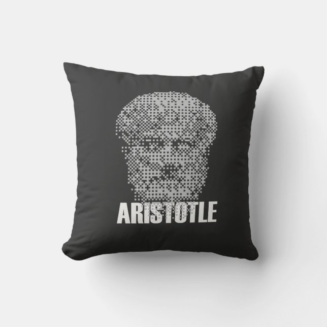 Coussin Tête de mosaique pixelisée d'Aristote (Recto)