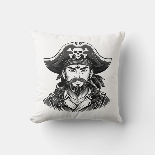 Coussin Tête de pirate avec chapeau de marin et cache-œil  (Recto)