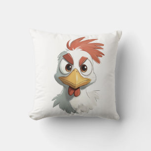 Coussin Tête de poulet de dessin animé en colère