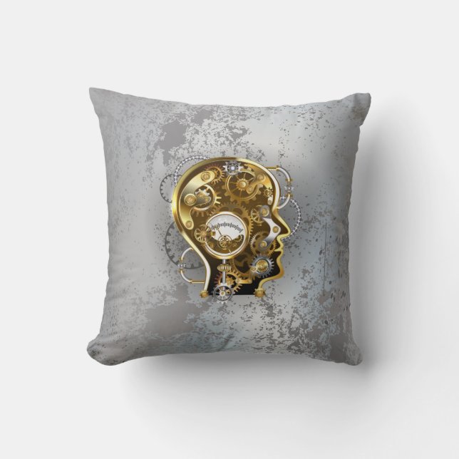 Coussin Tête de Steampunk avec manomètre (Recto)