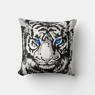 Coussin Tête de tigre blanc de Sibérie - Tiger Blue Eyes T