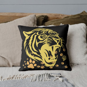 Coussin Tête de tigre de safari graphique mignonne rugisse