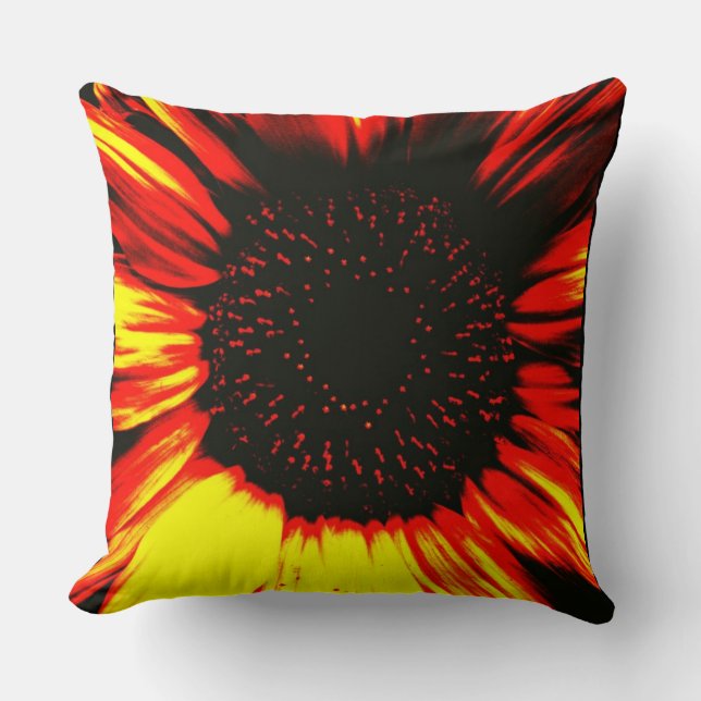 Coussin tête de tournesol et pétales contemporains (Recto)