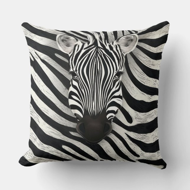 Coussin Tête de zèbre pour décoration de canapé-lit (Recto)
