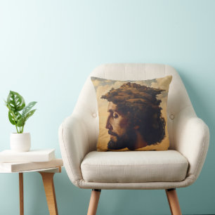 Coussin Tête et ville surréalistes