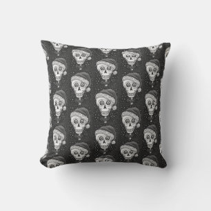 COUSSIN TÊTE MORTE PÈRE NOËL SKULL, HUMOUR SKELETON DE NOË
