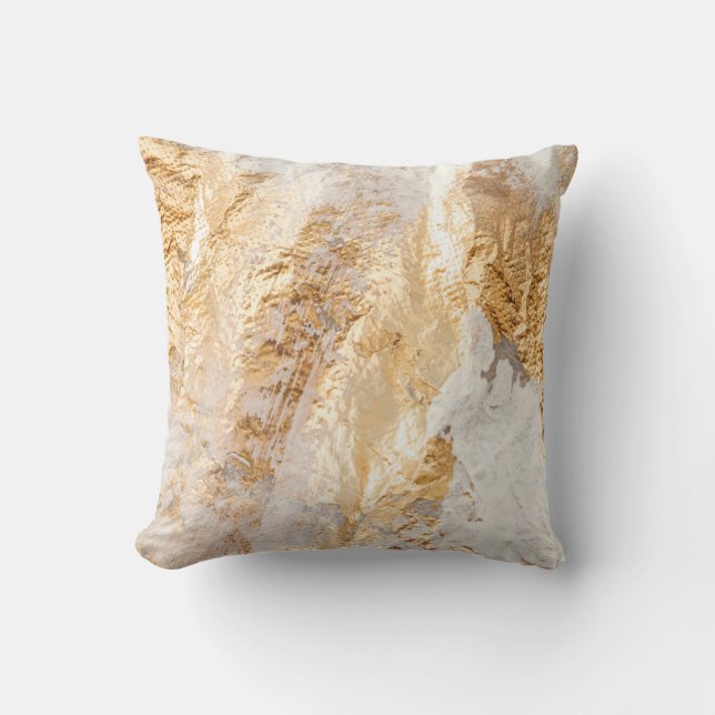 Coussin Tex Arrière - plan Peint Moderne Blanc Et Or (Recto)
