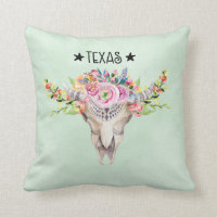 Texas Boho Crâne de vache avec fleurs chic tendanc