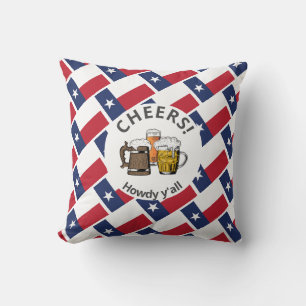 Coussin TEXAS DRAPEAU Texan 3 Cheveux Bière Cartoon