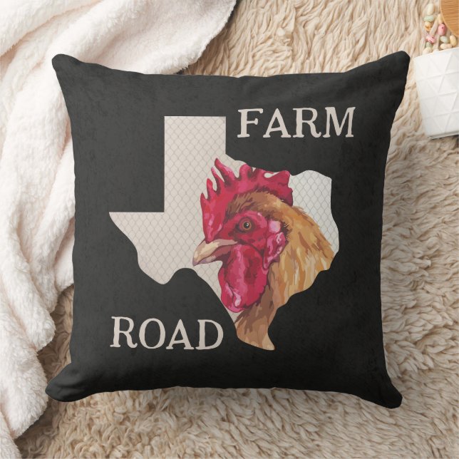 Coussin Texas Farm Road Chicken (Couverture)
