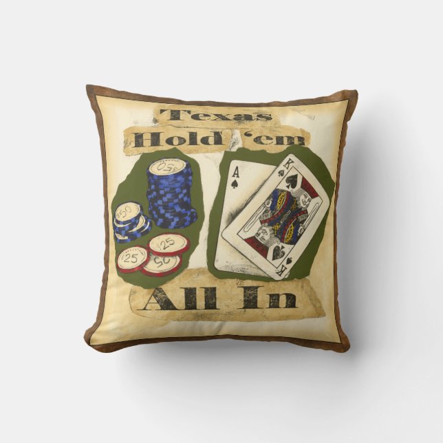 Coussin Texas Hold 'Em main avec le roi et l'as (Recto)