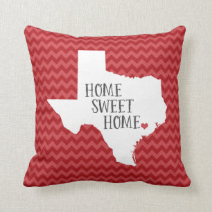 Coussin Texas Home Sweet Home State Chevron Throw Pillow