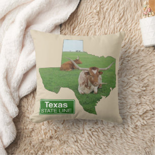 Coussin Texas Longhorn Steer State Line Signer N'IMPORTE Q