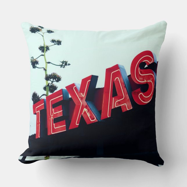Coussin Texas Red Neon Lights USA Amérique (Recto)
