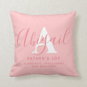Coussin Texte abigail nom du corail signifiant lancer l'or