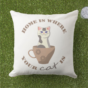 Coussin Texte amusant Accueil est l'endroit où votre chat