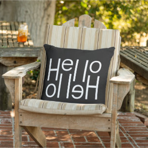 Coussin Texte artistique moderne blanc "Bonjour Bienvenue"