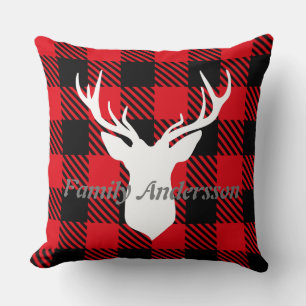 Coussin Texte de famille personnalisé mignon trendy rouge 