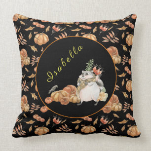 Coussin Texte de la Personnaliser Raccoon citrouille, coul