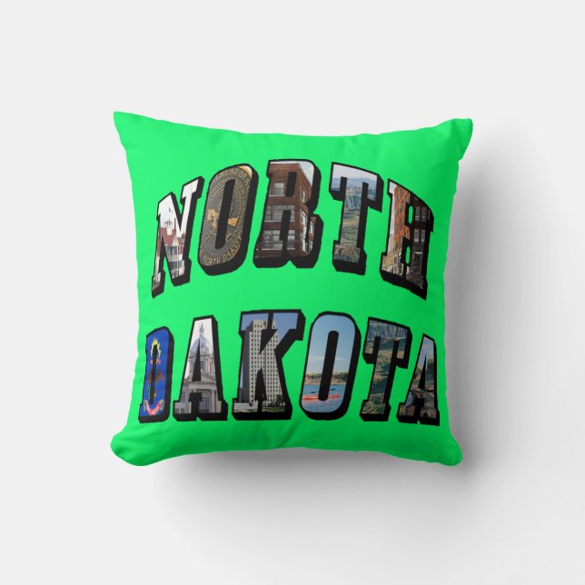 Coussin Texte de l'image du Dakota du Nord (Recto)