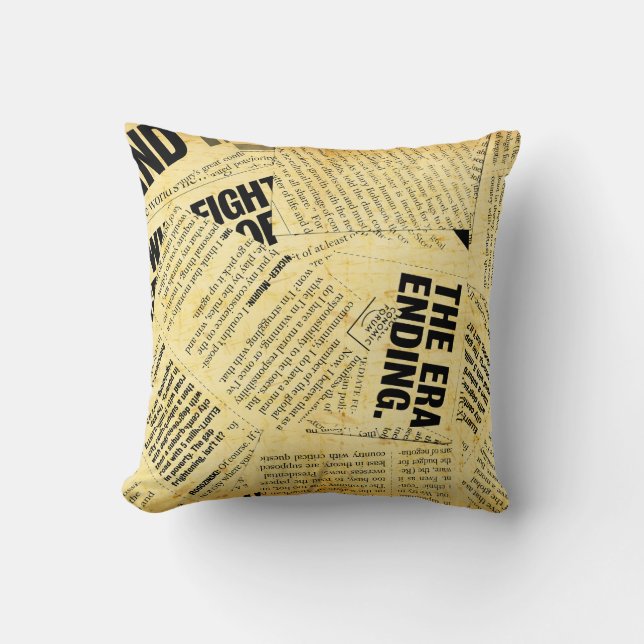 Coussin Texte du journal de presse avec vieux papier (Recto)